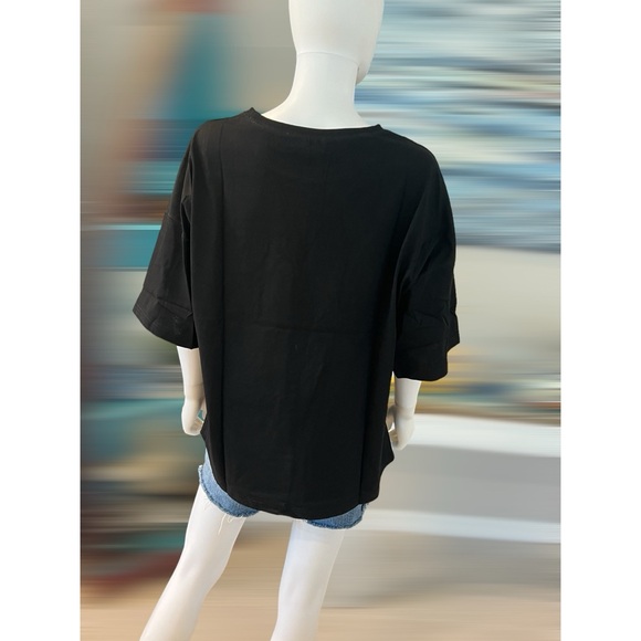 PEACH LOVE CALIFORNIA Sequin star black tunic tee S M L - Picture 8 of 8